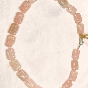 Vintage Pink Rose Quartz Necklace – Natural Stone, 46 cm, Canada